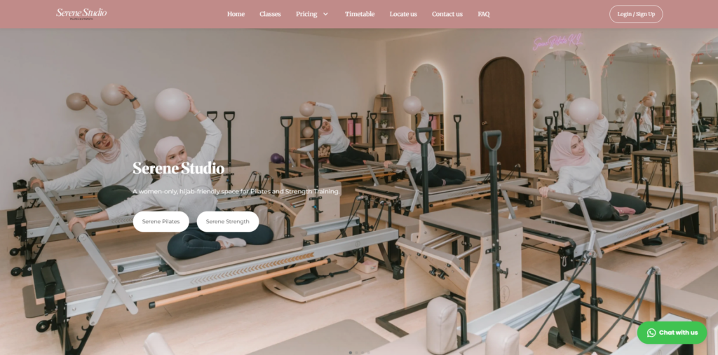 serene pilates homepage